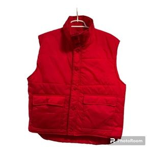 Vintage Aspen Country Mens Sz L Snap Up Insulated Puffer Red Nylon Shell Vest